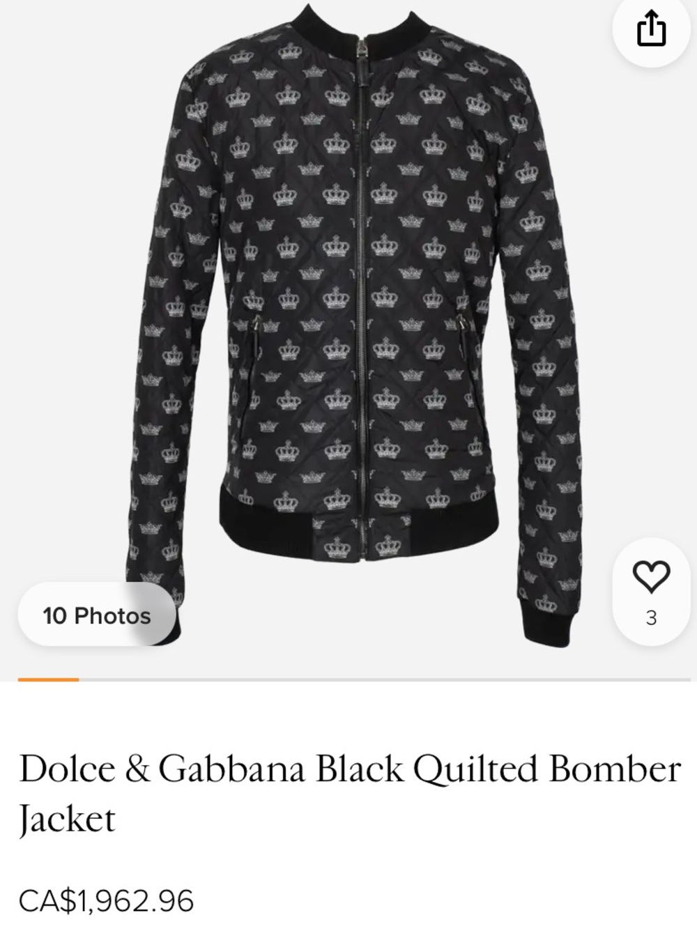 Dolce & Gabbana Crown Bomber Jacket